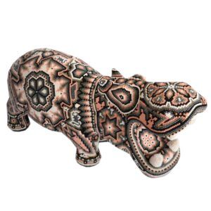 Hipopótamo con Arte Huichol - Pieza de Colección Única