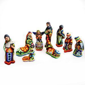 Nacimiento Huichol de 11 Piezas : Una Obra Maestra de México en étain et chaquiras multicolores