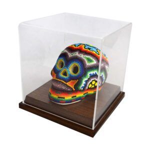 Craneo especial de arte huichol avec base de bois et cubierta de acrilico