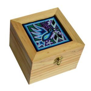 Boîte en bois d'art Huichol