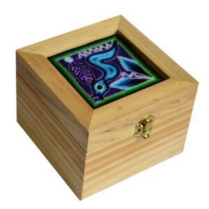 Boîte en bois d'art Huichol