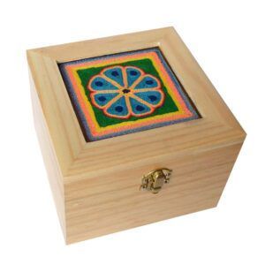 Boîte en bois d'art Huichol