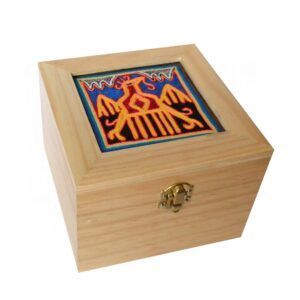 Boîte en bois d'art Huichol