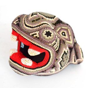 Tête de jaguar perlée Huichol – Pouvoir et esprit ancestral