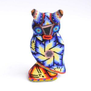 Hibou perlé Huichol – Gardien de la sagesse