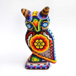 Hibou perlé Huichol – Gardien de la sagesse