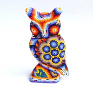 Hibou perlé Huichol – Gardien de la sagesse