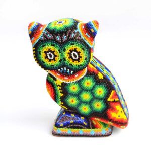 Hibou perlé Huichol – Gardien de la sagesse