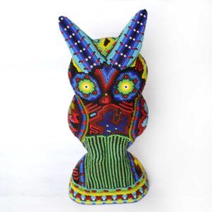 Huichol Beaded Owl – Guardian of Wisdom