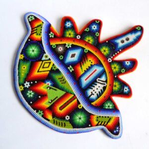 Perles Huichol représentant le soleil, la lune et l'éclipse – Harmonie cosmique