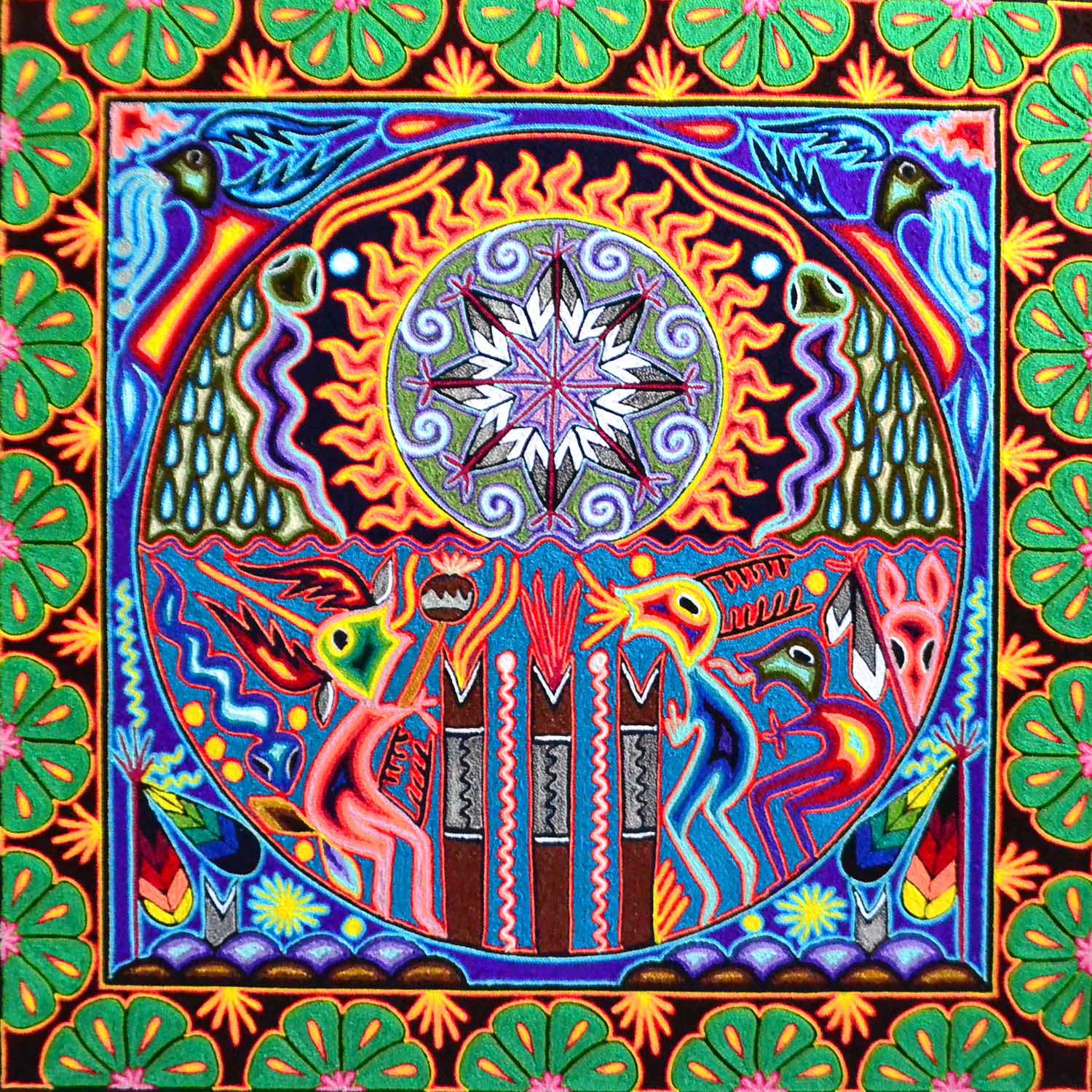 Peinture sur fil - Art Huichol