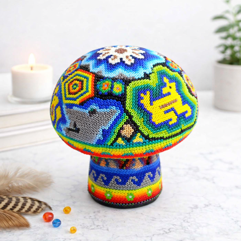 Champignon perlé Huichol : l'élégance artisanale mexicaine